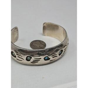 Pearlene Spencer Navajo Sterling Turquoise Bear Paw Cuff